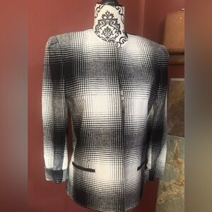 Women's Black and White Plaid Blazer